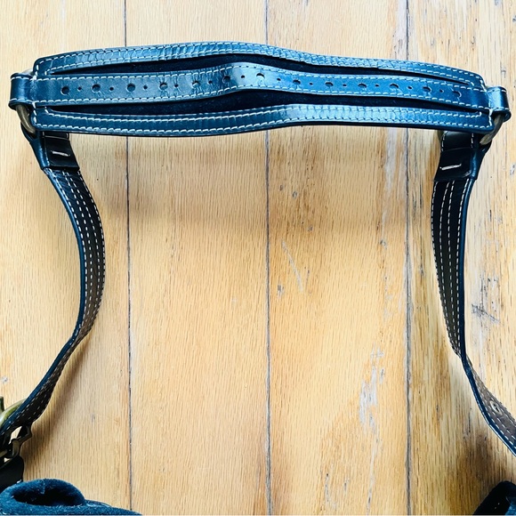 Vintage Coach Large Shoulder Bag Black Leather Signature C Classic EUC - Picture 5 of 11